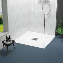 Nuie Pearlstone 800 x 800mm White Slate Slimline Rectangular Shower Tray