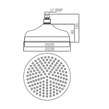 Jaquar 140MM Chrome Round Over Head Shower With Air Effect