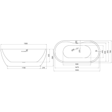 Scudo Onyx 1655 x 750mm Freestanding Bath