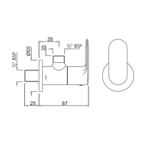 Jaquar Opal Prime Black Chrome Wall Mounted Stop Valve  