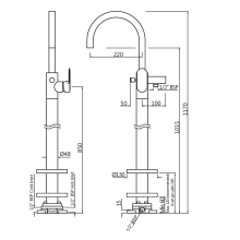 Jaquar Opal Prime Brass Matt Floor Mounted Single Lever Bath Mixer 