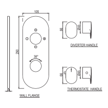 Artize Concealed Square Thermostatic Shower Valve With 3 way Diverter In Chrome