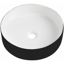 Tailored Bathrooms Orca Round Black and White Ceramic Countertop Basin