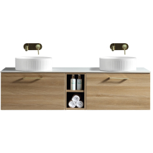 Piatta Country Oak 1400mm Wall Hung Vanity Unit