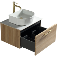 Piatta Midnight Shadow 600mm Wall Hung Vanity Basin Unit with Countertop