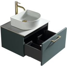 Piatta Soft Coffee 600mm Wall Hung Vanity Basin Unit with Countertop