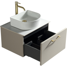 Flauto Midnight Shadow Fluted 600mm Wall Hung Vanity Basin Unit