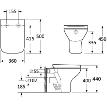 Scudo Riviera Round White Rimless Wall Hung Pan