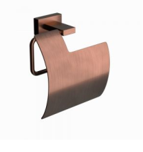 Artize Quadra Antique Copper Toilet Roll Holder With Cover