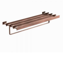 Artize Quadra 600mm Long Antique Copper Towel Shelf With Lower Hanger