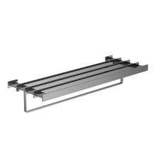 Artize Quadra 600mm Long Black Chrome Towel Shelf With Lower Hanger