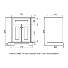 RAK Washington 600mm Traditional Vanity Unit in White