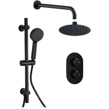 Round Concealed Matt Black Valve Head & Arm Shower Pack