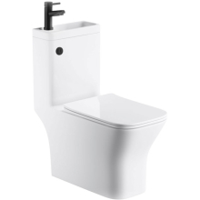 Arley 2 in 1 Square Toilet and Basin with Black Tap