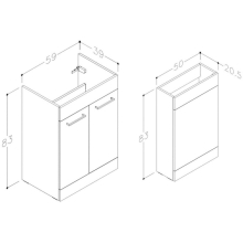 Lili 1100mm L Shape Bathroom Furniture Set - 2 Door - Gloss White