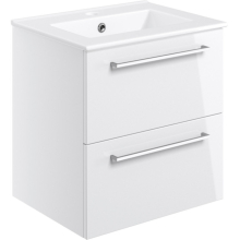 Vouille 510mm White Gloss Wall Hung 2 Drawer Vanity Unit