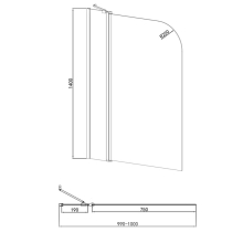 Synergy Ralus 6 Radius Black Bath Shower Screen with Towel Rail