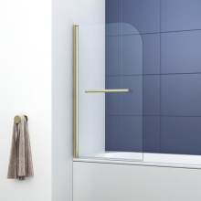 Synergy Ralus 6 Radius 800 x 1400mm Brass Bath Shower Screen with Towel Rail