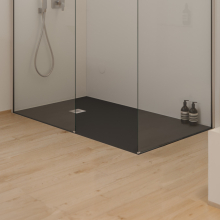 Tailored Trays Cuttable Slate Shower Tray in Midnight Black 900 x 760