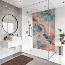 SplashBax Acrylic Shower Panel Liquid Marble Teal