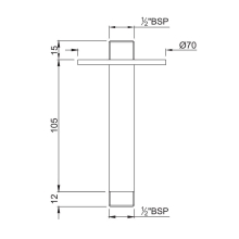 Jaquar Brass Matt 600mm Square Shape Wall Mounted Shower Arm With Flange