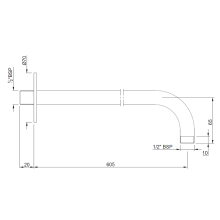 Jaquar Antique Bronze 20MM Dia & 450MM Long Round Shape Wall Mounted Shower Arm With Flange 