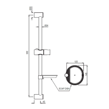 Jaquar Black Chrome 700MM Rectangular Slide Rail  