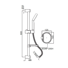 Jaquar Black Chrome 24mm Dia & 600MM Long Round Shape With Hand Shower Holder Slide Rail 