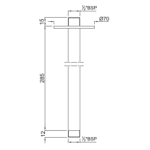 Jaquar Black Chrome 280mm Round Shape Ceiling Shower Arm With Flange  