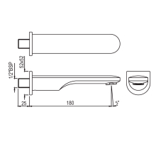 Jaquar Brass Matt 35MM & 100MM Long Round Shape Wall Bracket For Hand Shower 