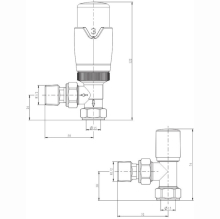 Scudo Brushed Brass Angled TRV Radiator Valves Twin Pack