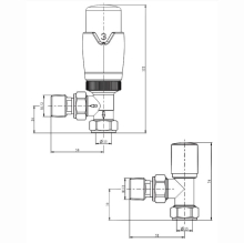 Scudo Brushed Brass Corner Thermostatic Radiator Valves Twin Pack