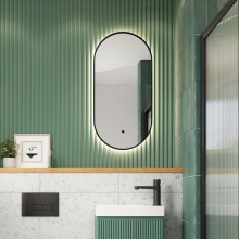 Lancia Aubrey Slim Black LED Mirror 400 x 800mm