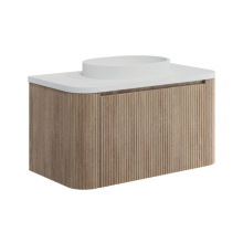 Scudo Linea Curve Oak 900mm Wall Hung Basin Vanity Unit