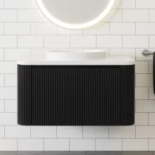 Lancia Linea Curve Black 900mm Wall Hung Basin Vanity Unit