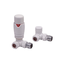 Lancia White Corner Thermostatic Radiator Valves Twin Pack