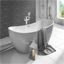 Synergy San Marlo 1655mm Matt White Freestanding Bath With Tap Ledge