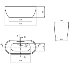 Synergy San Marlo 1655mm Double Ended Freestanding Bath