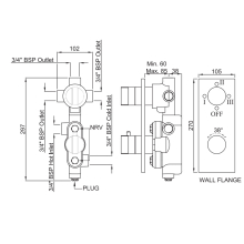 Artize Concealed Thermostatic Shower Valve With 3 way Diverter In Antique Bronze