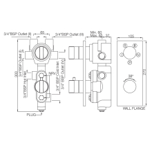 Jaquar Kubix Prime Chrome 3 Outlet Thermostatic Shower Mixer Complete set With Concealed Valve  