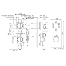 Artize Concealed Thermostatic Shower Valve With 3 way Diverter In Chrome