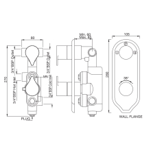 Artize Tiaara 2 Outlet Thermostatic Shower Valve With Concealed Valve In Chrome