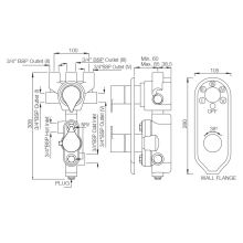 Artize Tiaara Thermostatic Shower Valve With 5-Way Diverter Complete Set With Concealed Part In Chrome 