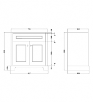 Vouille 610mm White Gloss Floor Standing 2 Door Basin Unit & Basin