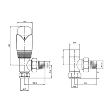 Abacus Angled Double Radiator Thermostatic Valve - Brushed Nickel