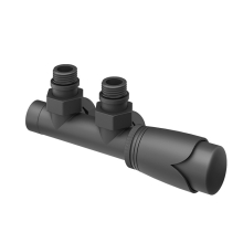 Abacus Angled Double Radiator Thermostatic Valve - Anthracite