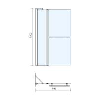 Vessini E Series One Part Bath Shower Screen 800 x 1410mm with Towel Bar