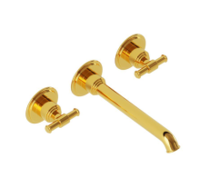 Artize VIC Wall Mounted 3 Hole Basin Tap In Bright Gold