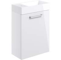 Vouille 410mm White Gloss Wall Hung 1 Door Vanity Unit