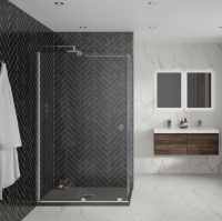Pure Black Semi-Frameless Sliding Shower Door - 1200mm - Black Smoked Glass